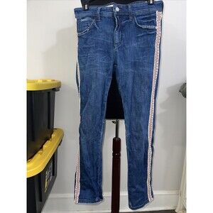 Anthro Pilcro & the Letterpress Size 27 Stripe Slim Boyfriend Crop Denim Jeans